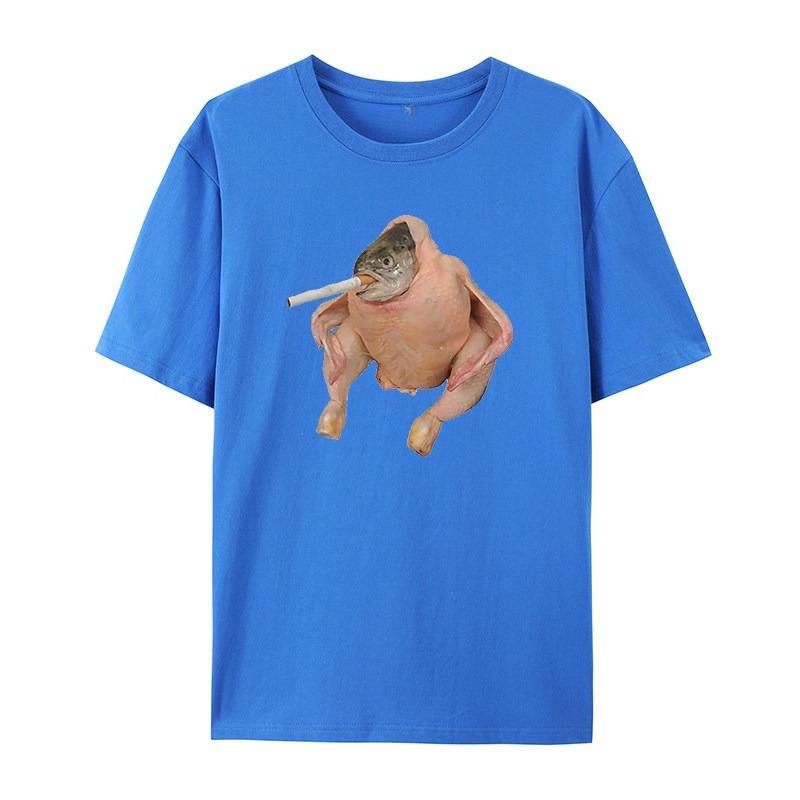 Trendy Classic and Interesting Fish Face Chicken Emoji Pack White Casual Tshirt Mens and Womens Luxury Brand Top