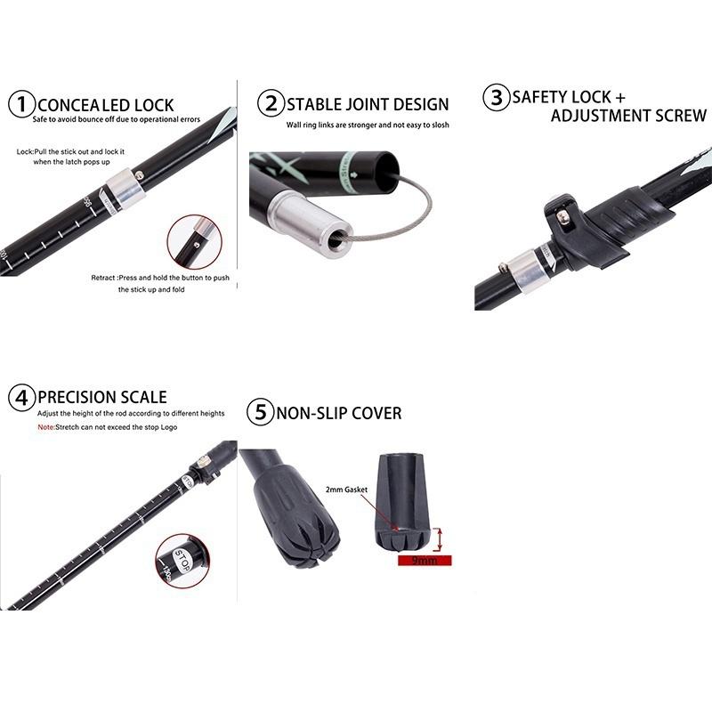 Уличные сверхлегкие телескопические складные алюминиевые треккинговые палки для пеших прогулок, альпинистские трости, оборудование