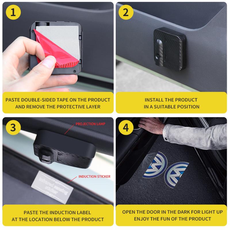 VW GTI GOLF Car Stickers Car Logo LED Wireless Courtesy door projector Shadow Light Auto For Volkswagen VW Line MK6 MK7 MK8 Car 