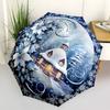 1pc Winter Scene Automatic Umbrella - Stylish, Durable, with 8-Rib Manual Open Design, Elegant Black Handleyy250920181