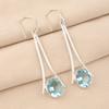 Натуральный камень Небесно-голубой Топаз Серебро 925 пробы Ручная работа Длинные серьги 2.63" EE-136-1