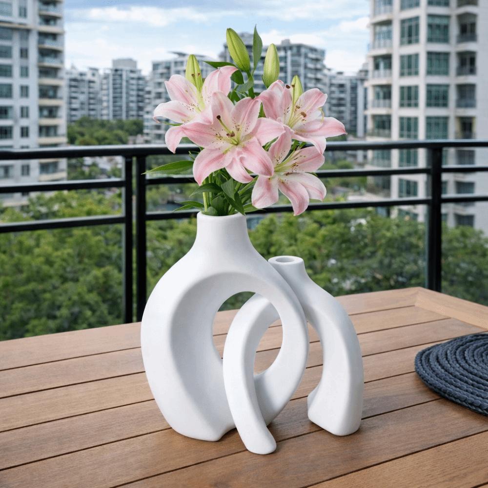 2 pieces/pair Removable Imitation Ceramic Vase Minimalist Vase Set Flower Vases Office
