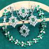 European and N Style Emerald Fashion Exaggerated Gemstone Vintage Design Bride Necklace Earrings Zircon Suit