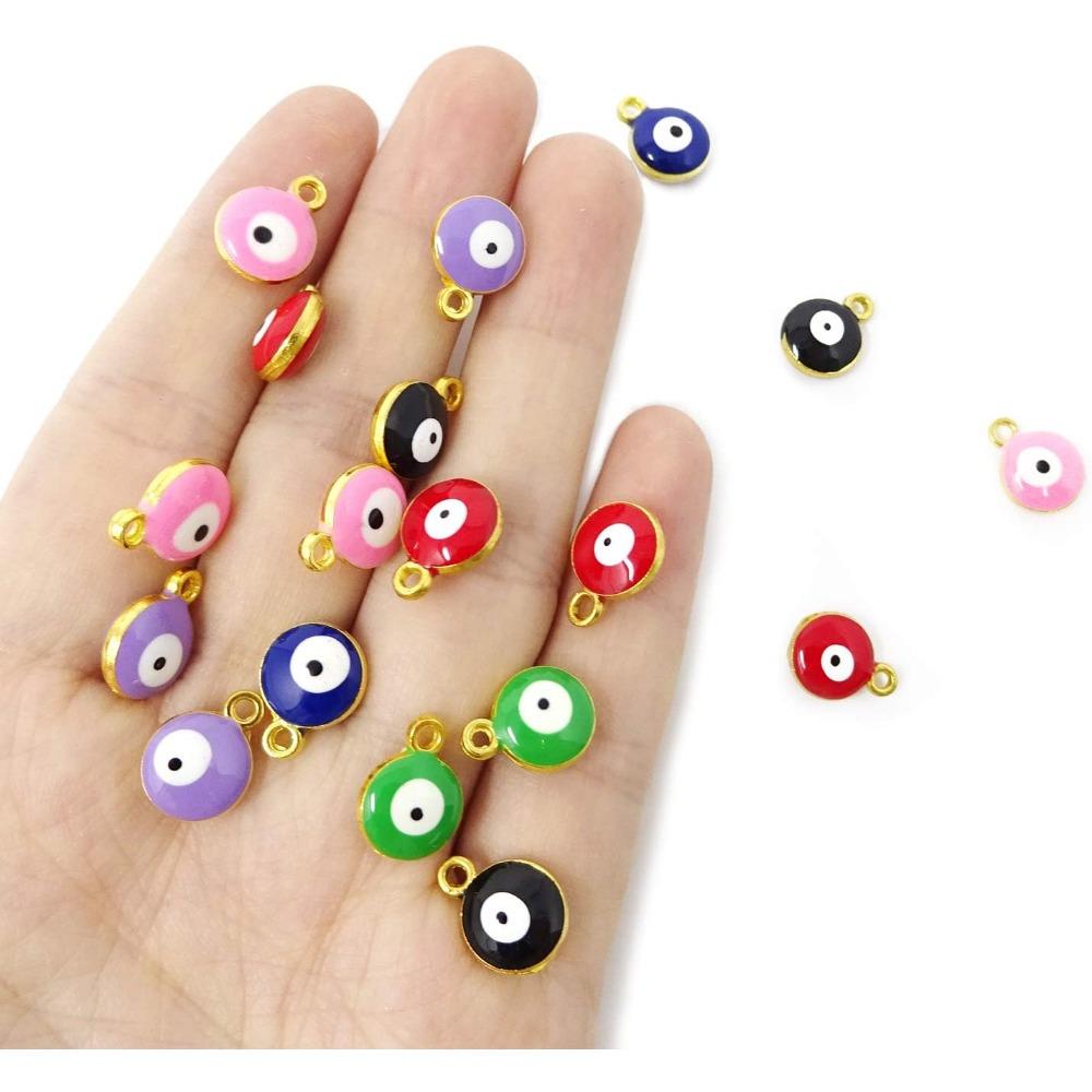 10/20/30 шт. Бусины от сглаза, разноцветные плоские круглые бусины от сглаза, турецкие бусины, разделительные бусины, сделай сам, браслет, серьги, ожерелье, поделки