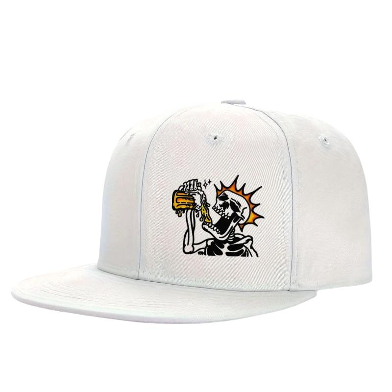 Кепка Snapback с принтом скелета, пьющего пиво, полиэстер, плоский козырек, повседневная, крутая, с графикой, бейсболка, унисекс, для взрослых