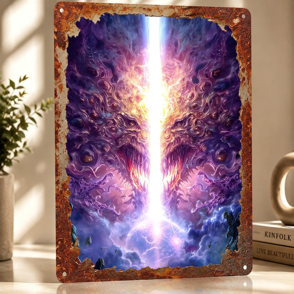 Fantasy Horror Beam D Texture Metal Poster Customized Wall Art Tin Sign Gift for Mancave Decoration Room Ornaments Funny Signs