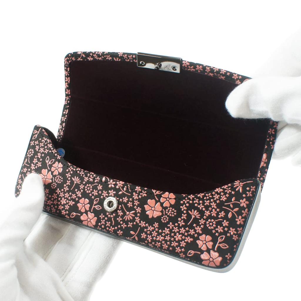 Футляр для очков Inden H из оленьей кожи черного цвета с розовым лаком, узор American Blue [Indenya] 4206-51-166