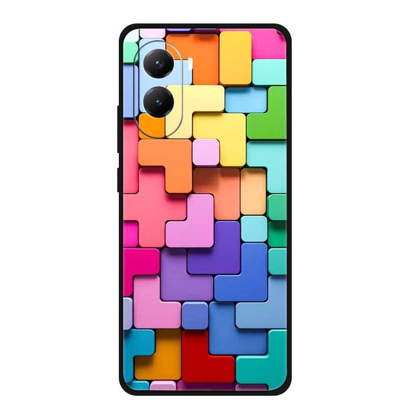 For Xiaomi Poco M7 4G Case Cat Painted TPU Black Soft Silicone Phone Case Color Lattice Bumper Protector New for Poco M7 Fundas