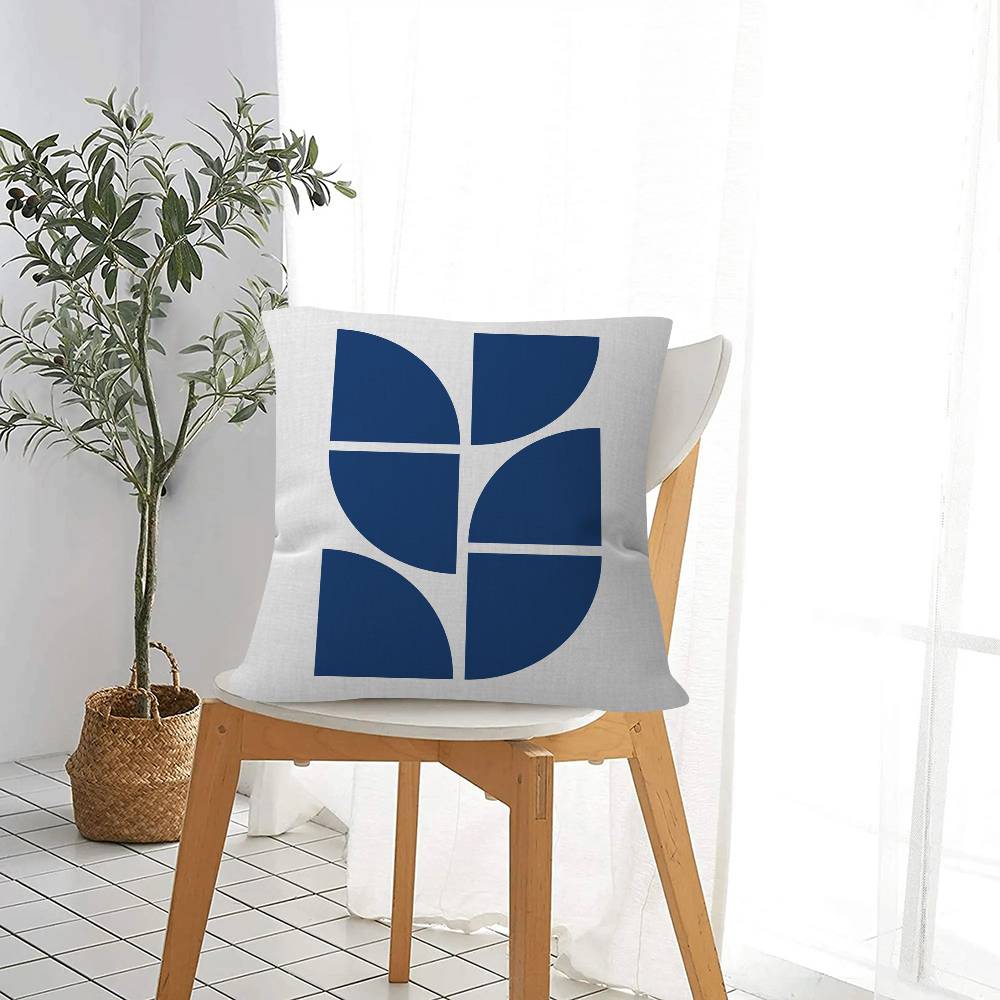 Beauty Blue Geometric Cushion Cover Inches Farmhouse Decor Home Throw Pillow Covers For Couch Decorations