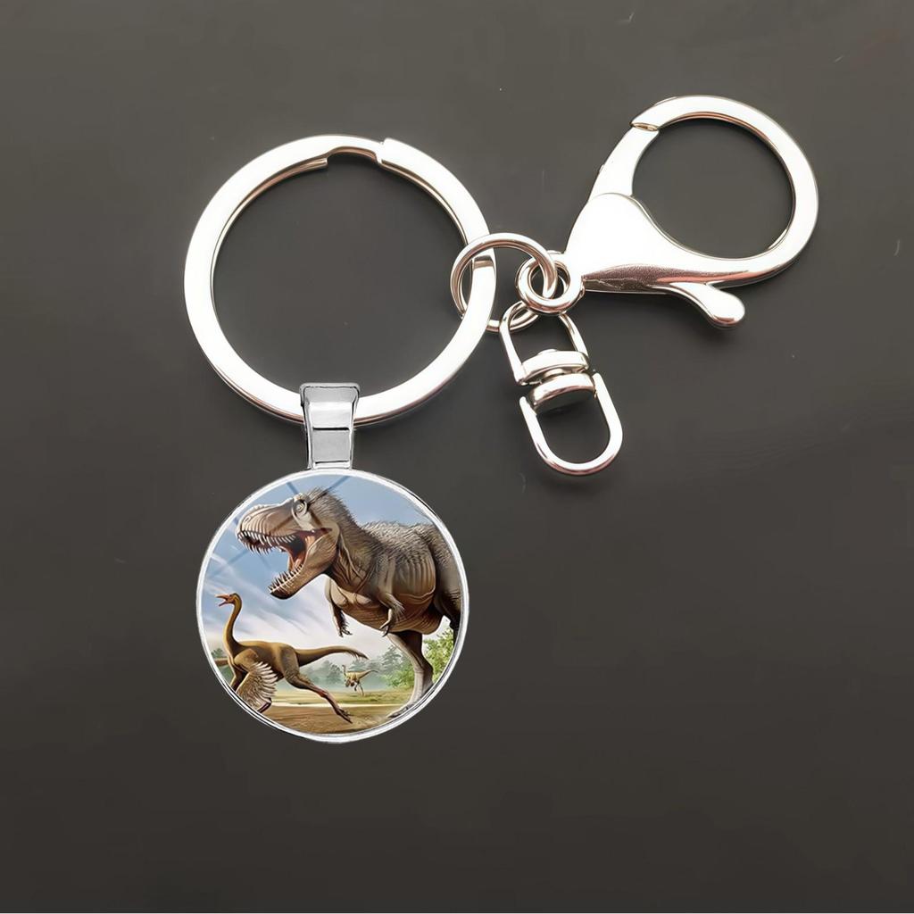 Dinosaur Keychain Pendant: T-Rex, Pterodactyl, Diplodocus, Spinosaurus with Metal Lobster Clasp - Popular European & American Design