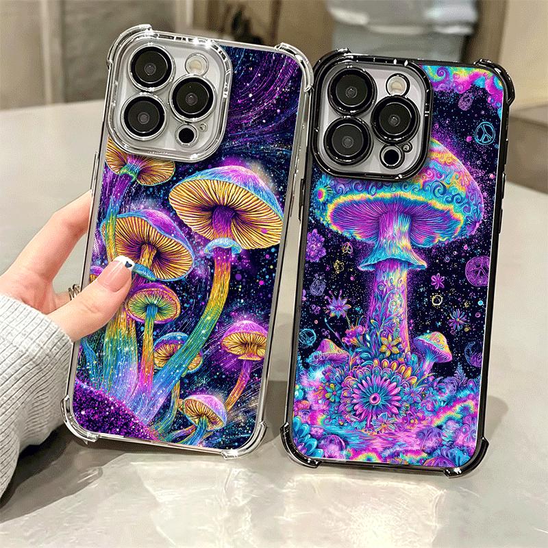 Странный Психоделический Гриб Покрытие Чехол для Телефона Для Iphone 16 17 Pro Max Air 16E 14 15 Plus 12 13 Mini Противоударный Чехол с Подушкой Безопасности
