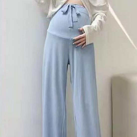 Широкие брюки для беременных из дышащего шелка Ice Silk, весна/лето 2024 г. — легкие, свободные, прямые повседневные брюки.