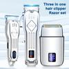 Yousheng Мужская машинка для стрижки волос 3 в 1 Беспроводной набор для стрижки волос Электробритва Триммер для бороды Лезвия из нержавеющей стали ЖК-дисплей USB-кабели для зарядки Бритва