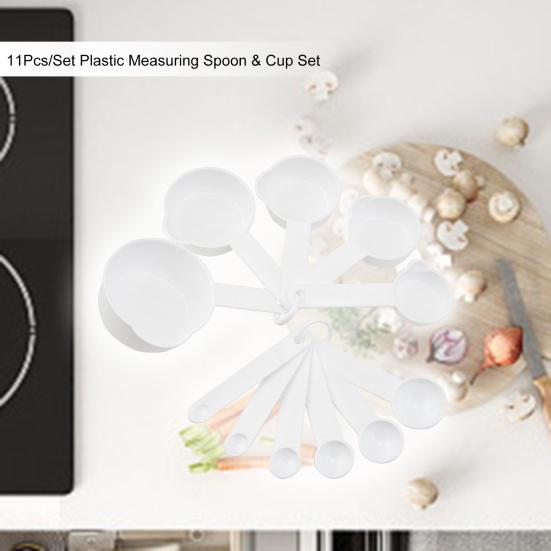 11Pcs/Set Plastic Measuring Spoon & Cup Set BPA-Free Baking Measuring Tool for Flour Sugar Salt Liquid Multifunctional Kitchen Household Meter