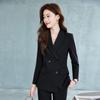 Женский двубортный черный костюмный набор 2024: Элегантный профессиональный блейзер-униформа для менеджеров отеля
