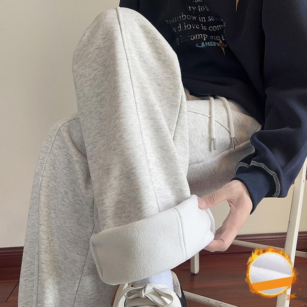 Мужские однотонные флисовые спортивные штаны свободного кроя с широкими штанинами, мужские повседневные модные флисовые спортивные штаны