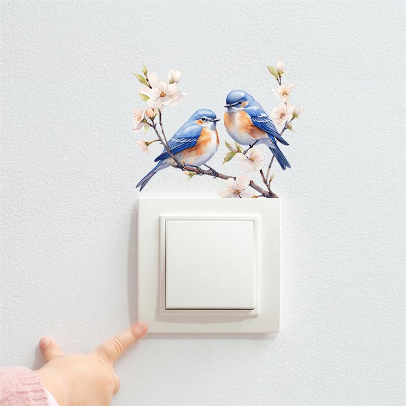 Нарисованные ветки птица спальня гостиная переключатель паста украшение дома украшают настенные наклейки самоклеящиеся наклейки