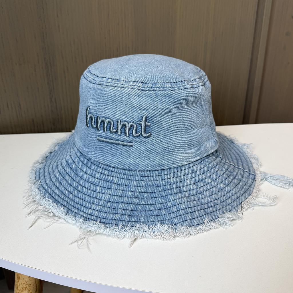 American personality do old rough edge bucket hat female embroidery letters rough edge cowboy visor couple camping hiking hat