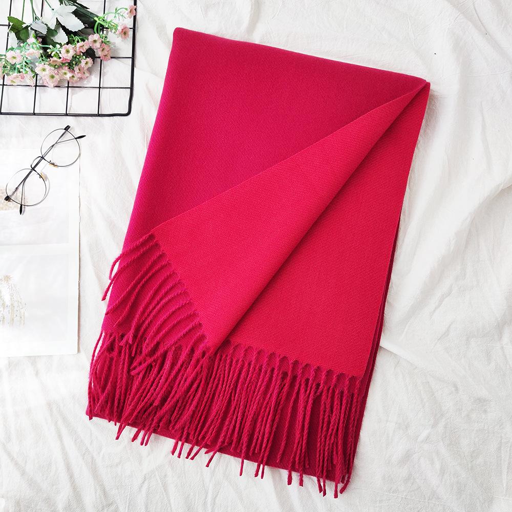 Thickened Solid Color Double Sided Imitation Cashmere Scarf Autumn and Winter Atmosphere Women's High End Versatile Men's Scarf Warm Shawl