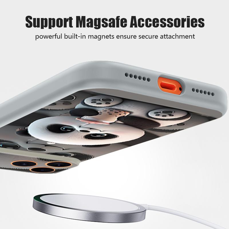 Чехол-панда с молочным чаем Для iPhone 17 Pro Max Магнитный Для Magsafe Покрытие с ощущением кожи Для iPhone 16 15 14 13 Pro Max