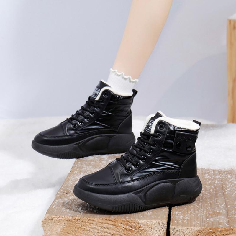 Хлопковые ботинки на толстой подошве Зимние Новые Теплые Водонепроницаемые Спортивные Повседневные Большие Хлопковые Ботинки Противоскользящие Платформа Женские Кроссовки
