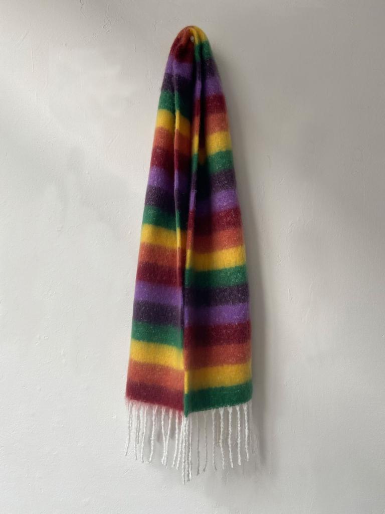 Dopamine Striped Plaid Imitation Cashmere Scarf Women's Winter with Warm Wool Scarf