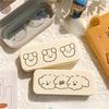 Portable Cute Women Glasses Box Anti-fall Cartoon Couple Glasses Storage Box Pressure Resistant Brown Square Shape Small Dog