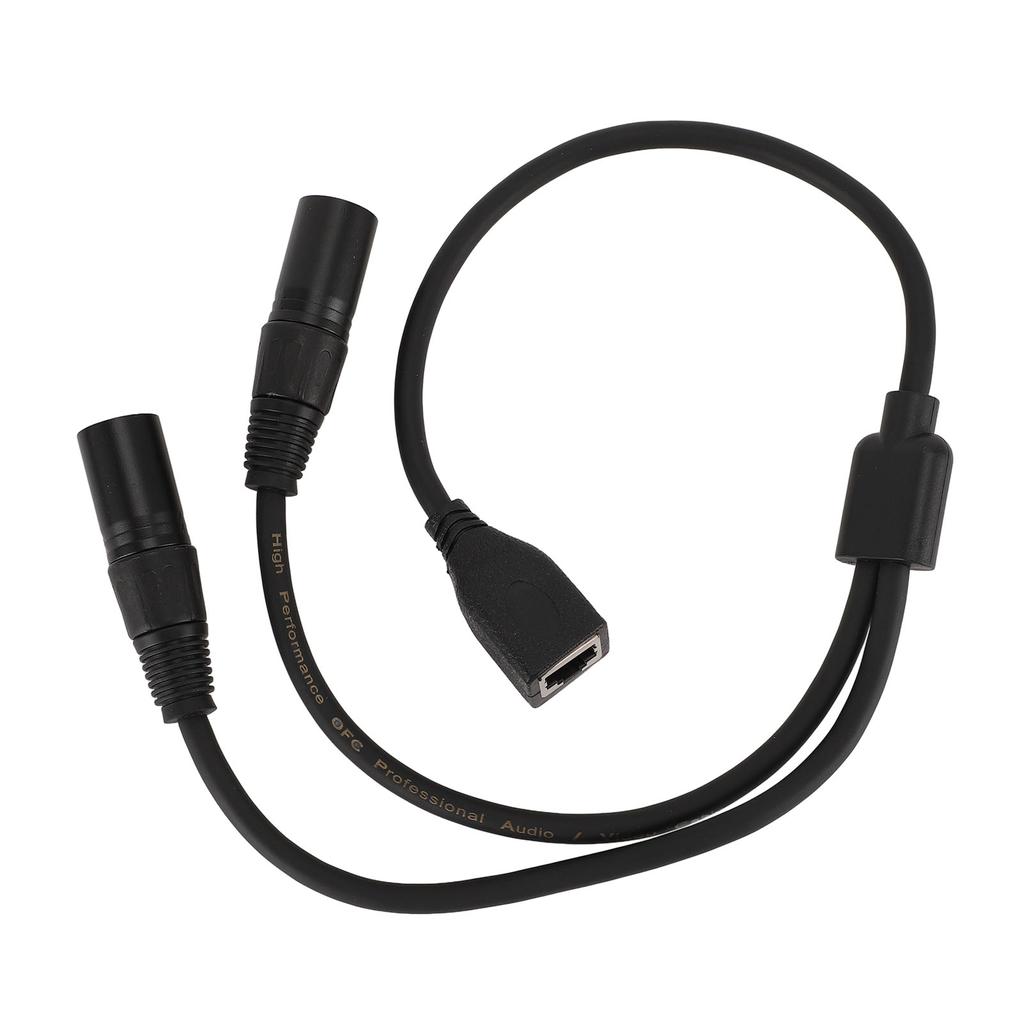 Dual XLR 3Pin Male To RJ45 Female Adapter Cable XLR To RJ45 Y Splitter Cable for DMX CON Controller