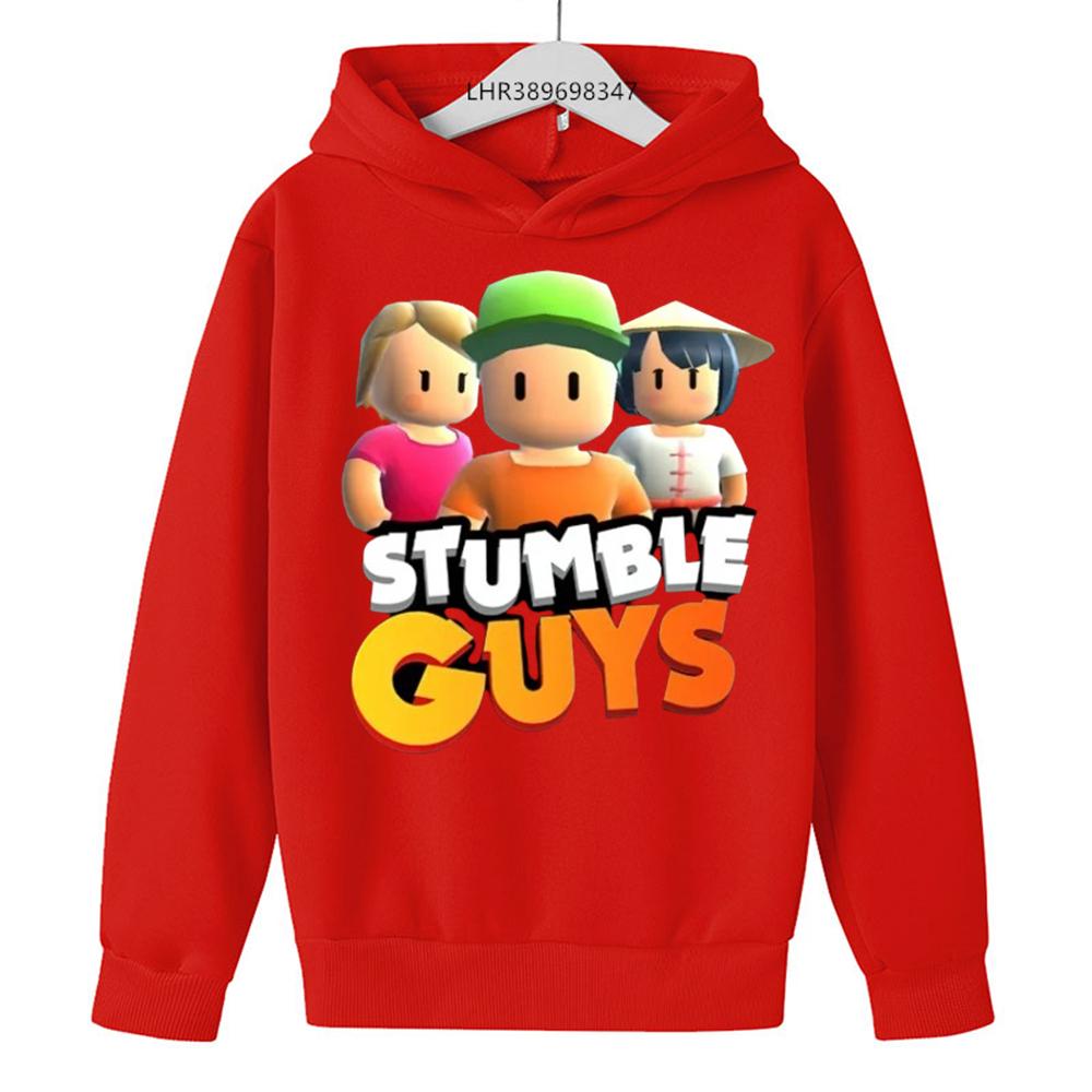 Stumble Guys Осенне-зимняя толстовка с капюшоном Детская толстовка с капюшоном Подходит для детей 3-12 лет Верхняя одежда с капюшоном для мальчиков и девочек