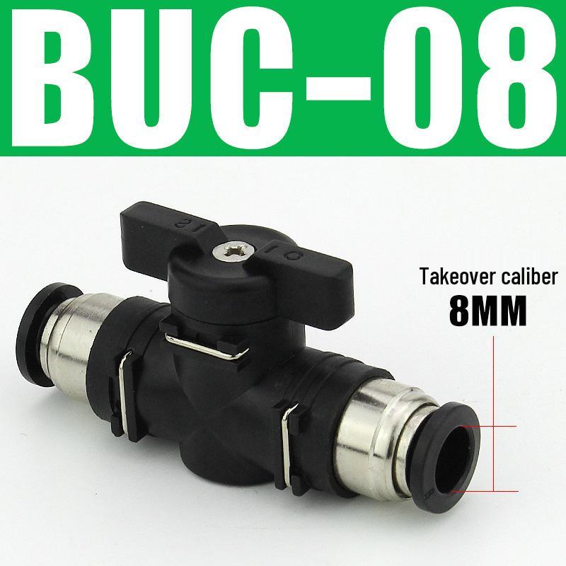 Pneumatic BUC-6-10 Hand Valve: 8mm Air Hose, 12mm Manual Straight Valve with Quick Connect Fitting