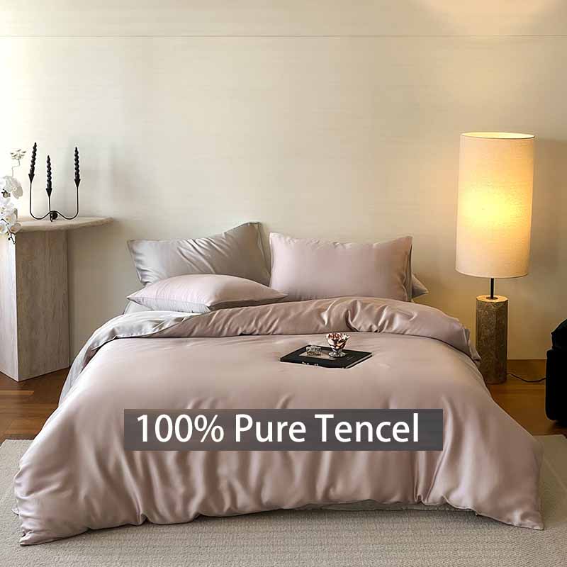 Роскошный комплект постельного белья из лиоцелла Tencel из 4 предметов: мягкая простыня на резинке и пододеяльник и наволочки, дышащее постельное белье для комфорта как в отеле