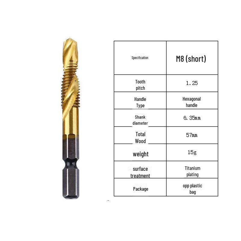 Набор спиральных метчиков из быстрорежущей стали с шестигранным хвостовиком для электродрелей