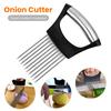 1 Set Onion Cutter Stainless Steel Potato Tomato Slicing Holder Non-Slip Grip Vegetable Lemon Slicer Chopper for Kitchen