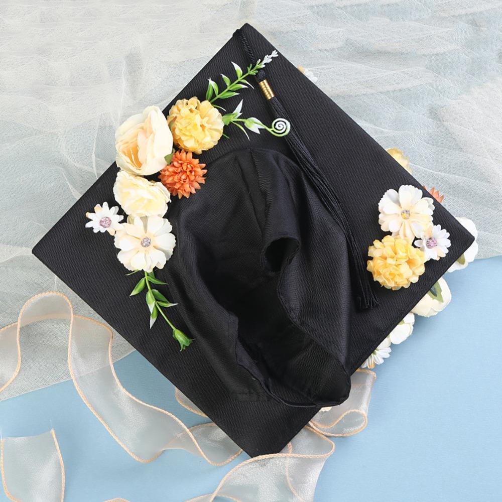 Bachelor DIY Flowers Graduation Cap Doctor Trencher Cap Material Package Student Supplies