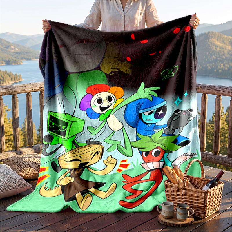Warm Flannel Blanket Poppy Playtime Pattern, Lightweight Comfortable Throw Blanket for Bed Sofa Use