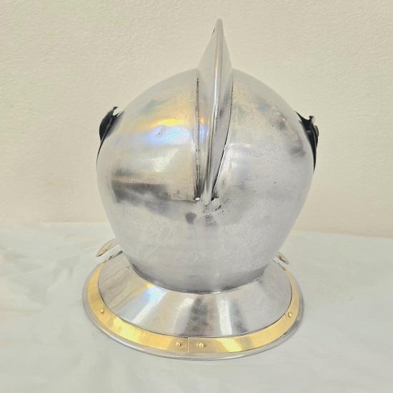 Medieval Knight Helmet with Visor Steel Armor Replica with Brass Trim