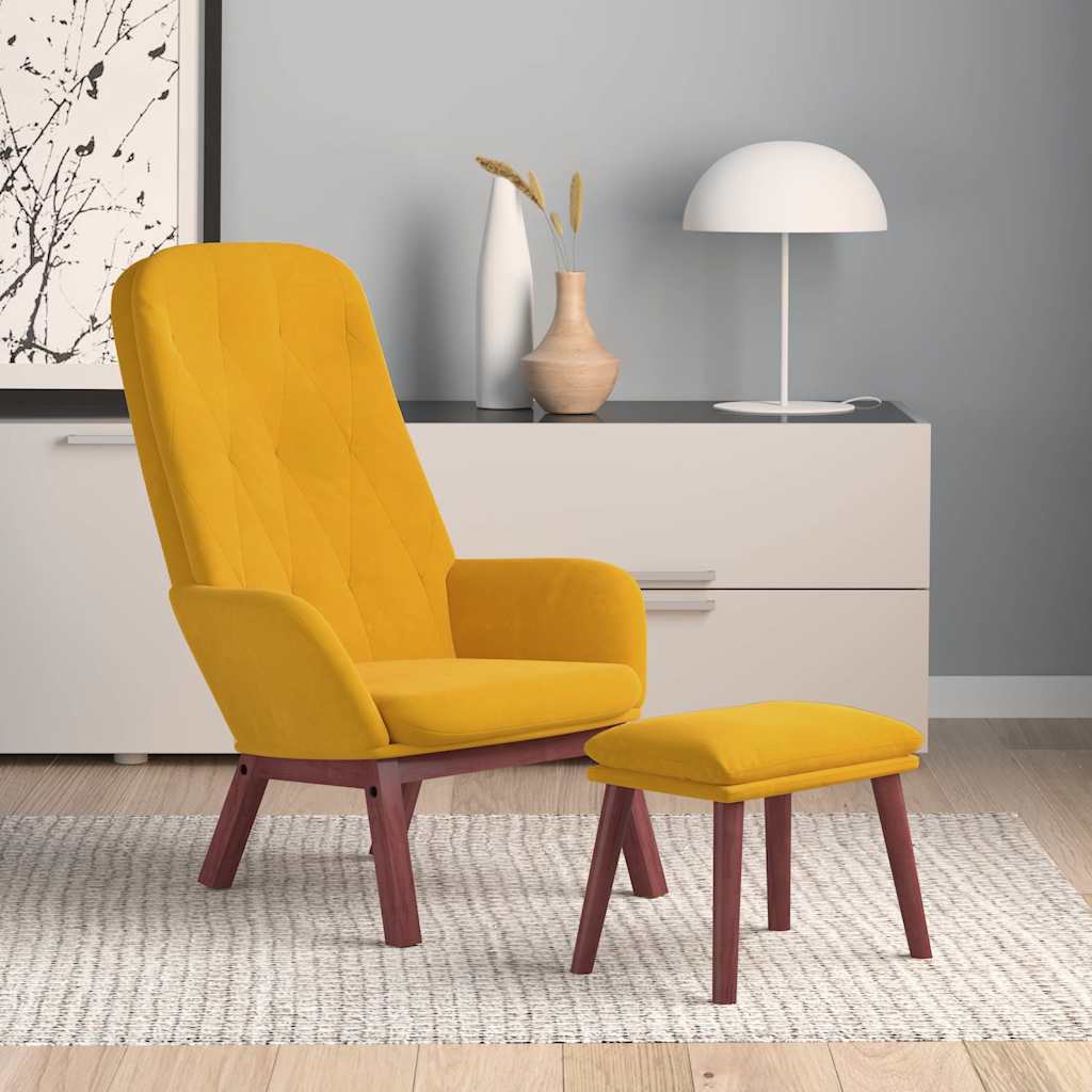 Recliner Chair with Ottoman Mustard Yellow Velvet