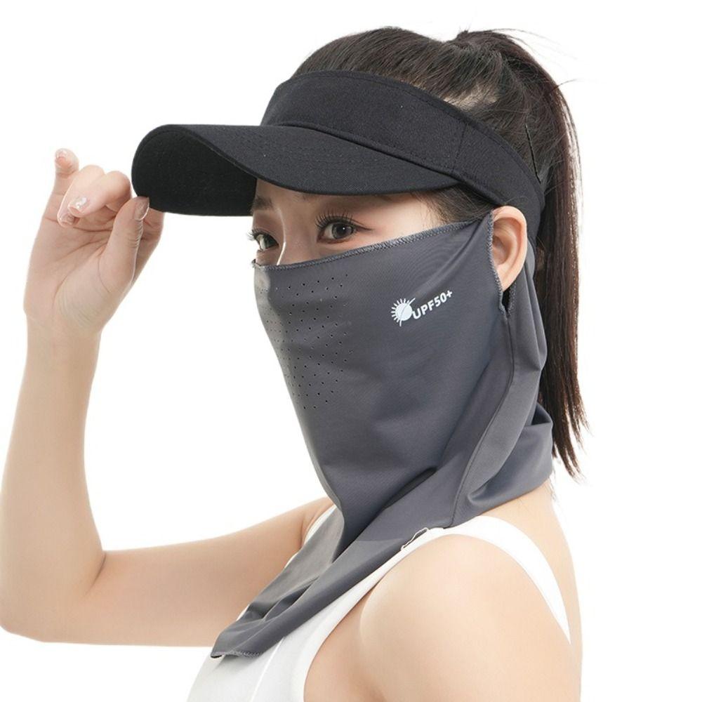 Letter Sunscreen Face Veil Breathable Neckline Face Cover Thin Summer Ice Silk Face Mask Hiking