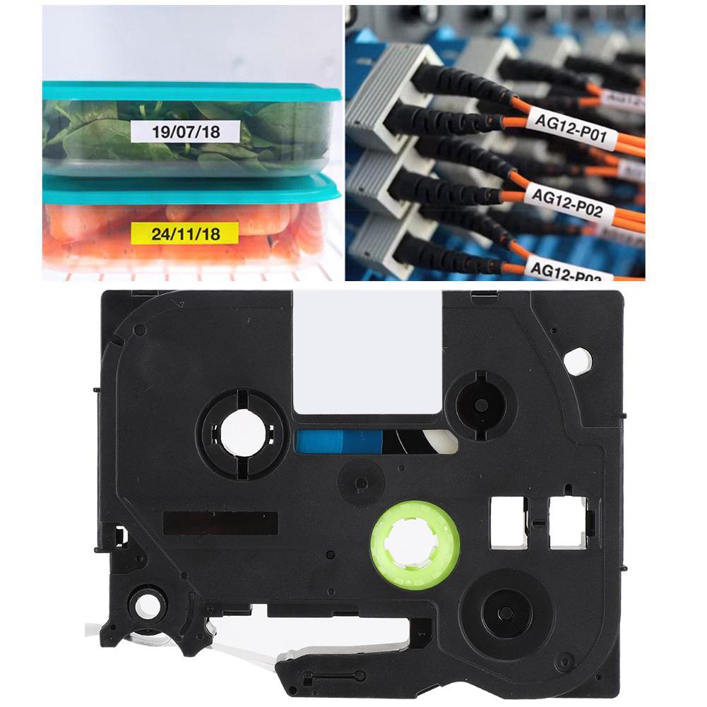 Print Label Ribbon for Compatible for TZe Labeler White On Silver Ribbon 12mm