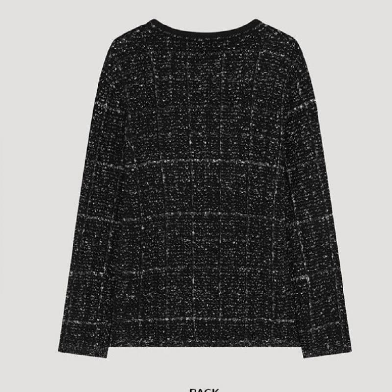  She S miSS  looSe Fit Check V Neck Cardigan SSkcdo41120 Bk