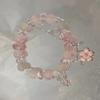 Милый маленький персиковый цветущий браслет с бусинами, подвеска для женщин и девочек, легкий роскошный эластичный браслет, ювелирные аксессуары