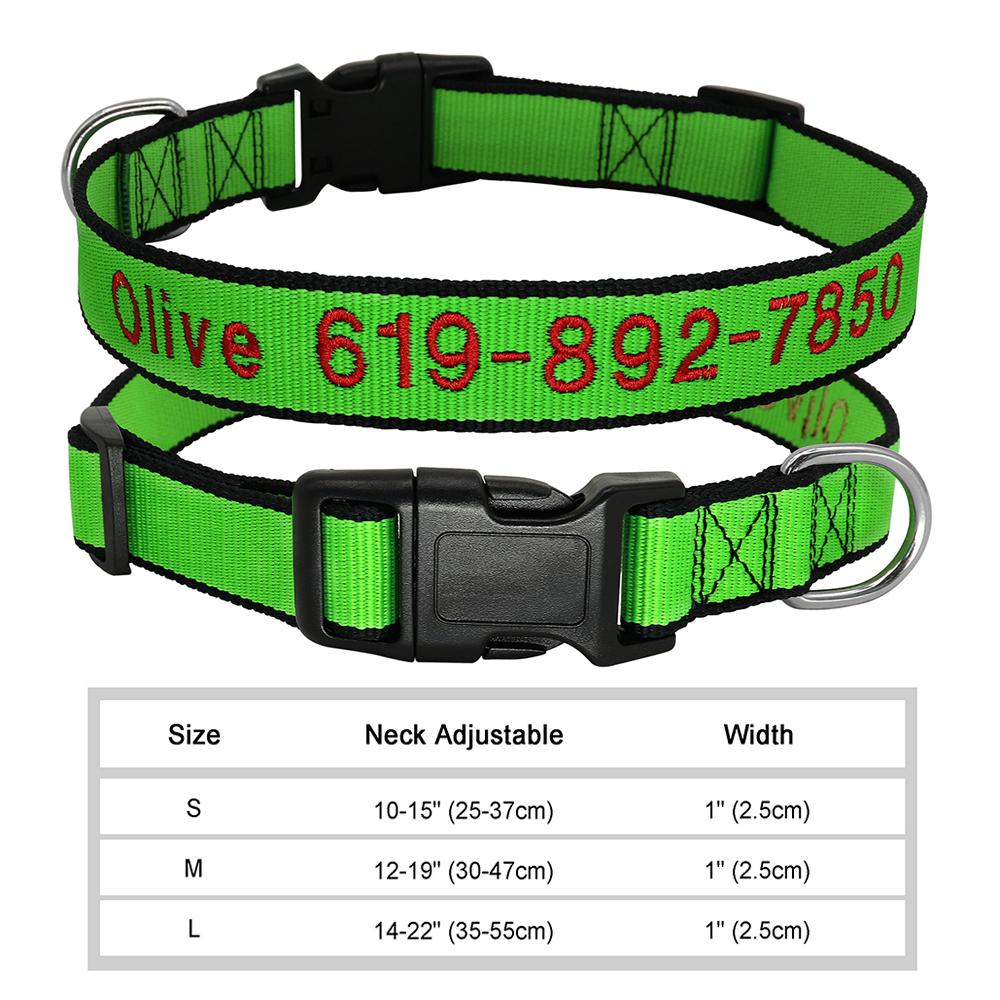 Personalized Embroidered Dog Collar Perro Nylon Custom Pet Puppy Kitten ID Name Accessories Collars For Small Medium Large Dogs