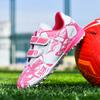 Fashion Pink Children's Cheap Football Shoes Hook and Loop Boys Girls Training Soccer Cleats Kids Soccer Shoes Futsal Sneakers