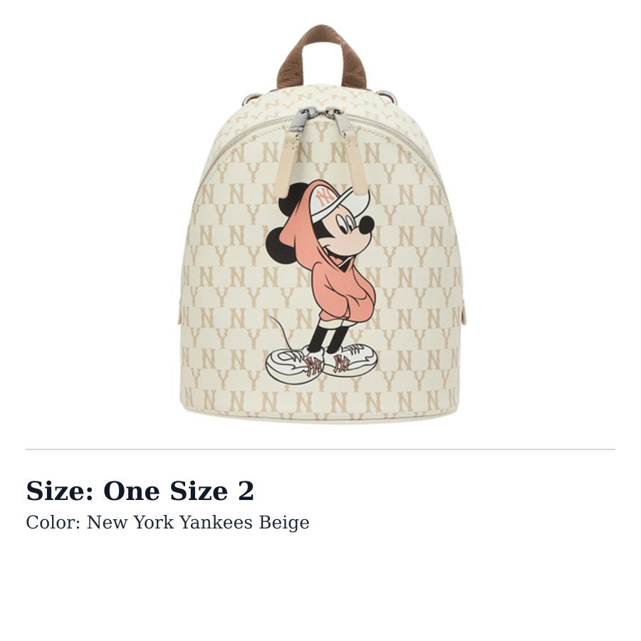 MLB Disney X Disney Collaboration Artificial Leather Polyester Backpack Mini Unisex Beige/Black 32BGK1011