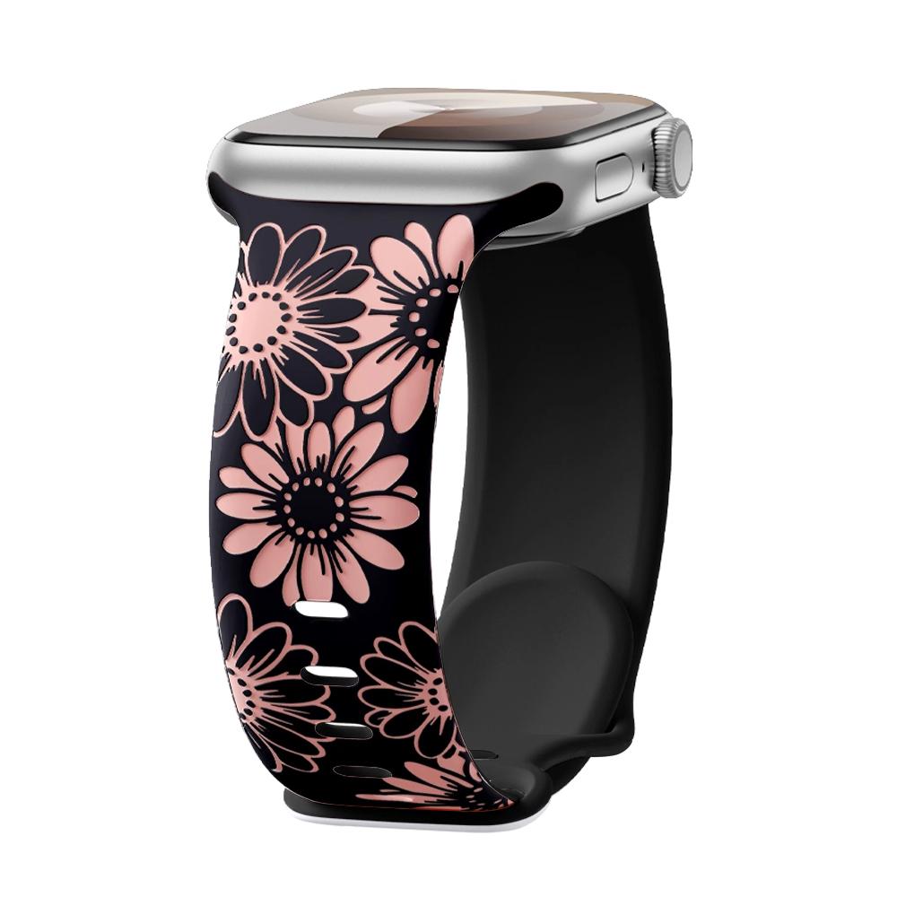 Гравированный ремешок для Apple Watch Band 46мм 44мм 42мм 45мм 41мм 40мм 49мм Силиконовый Correa Браслет Серия 11 10 9 8 7 SE 6 5 Ultra