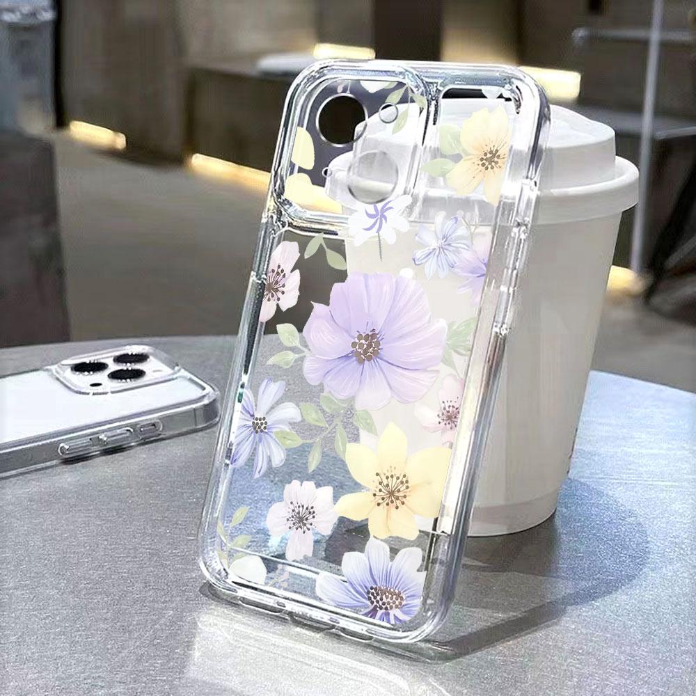 Пастельные акварельные цветы Чехол для телефона для IPhone 17 15 16 14 13 12 11 Pro Max Plus 12 13 Mini Защитный чехол из ТПУ