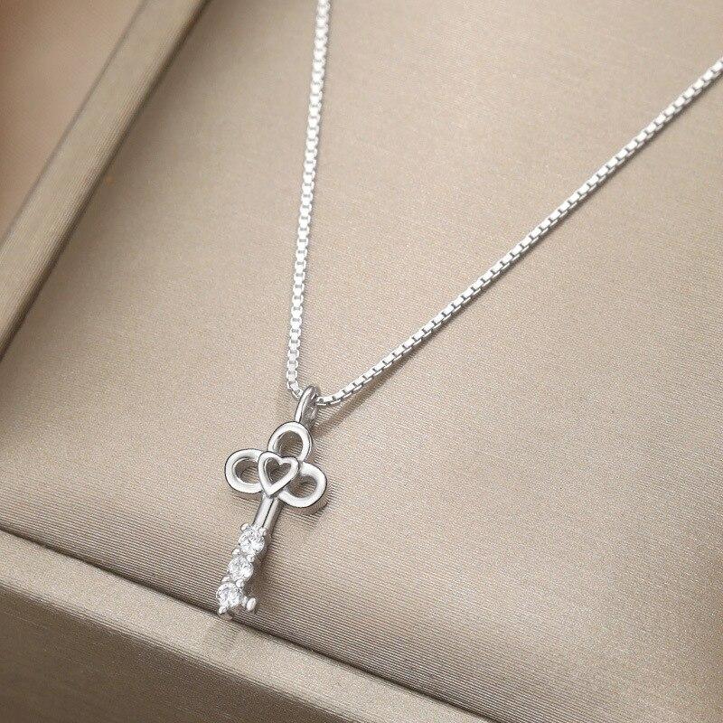 Высокая акция самая низкая цена 925 стерлингового серебра Love Key кубический циркон камни кулон ожерелье для женщин свадьба помолвка подарок