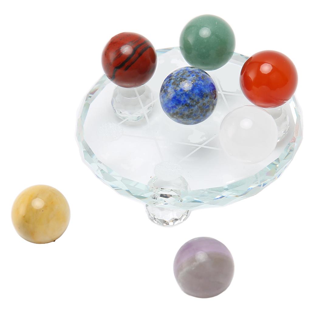 7 Chakra Stones Set Purify Negative Energy Round Healing Stones with Charging Plate for Beginners