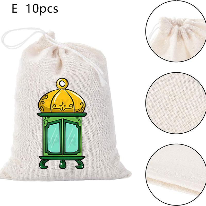 10 шт. подарочных пакетов Рамадан Карим 2025 г., исламские мусульманские принадлежности для украшения дома, упаковка для конфет и закусок на Ид Мубарак