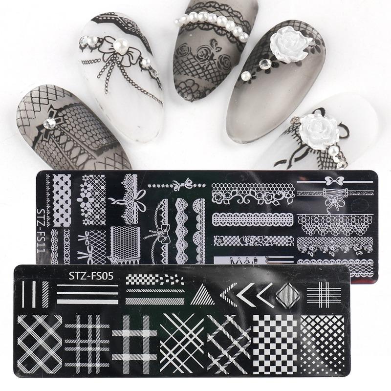 1 Pc Snake Nail Art Stamping Plates Wild Animal Prints Leopard Tiger Skins Nail Stencils Flower Lace Stamping Templates